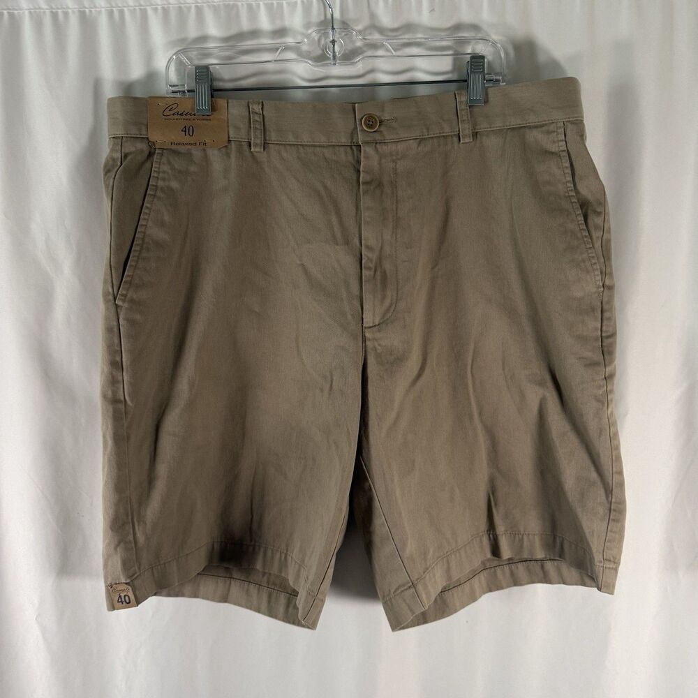 New Roundtree Yorke Casuals Chino Shorts Men's 40 Khaki Relaxed Fit 9.5" Inseam